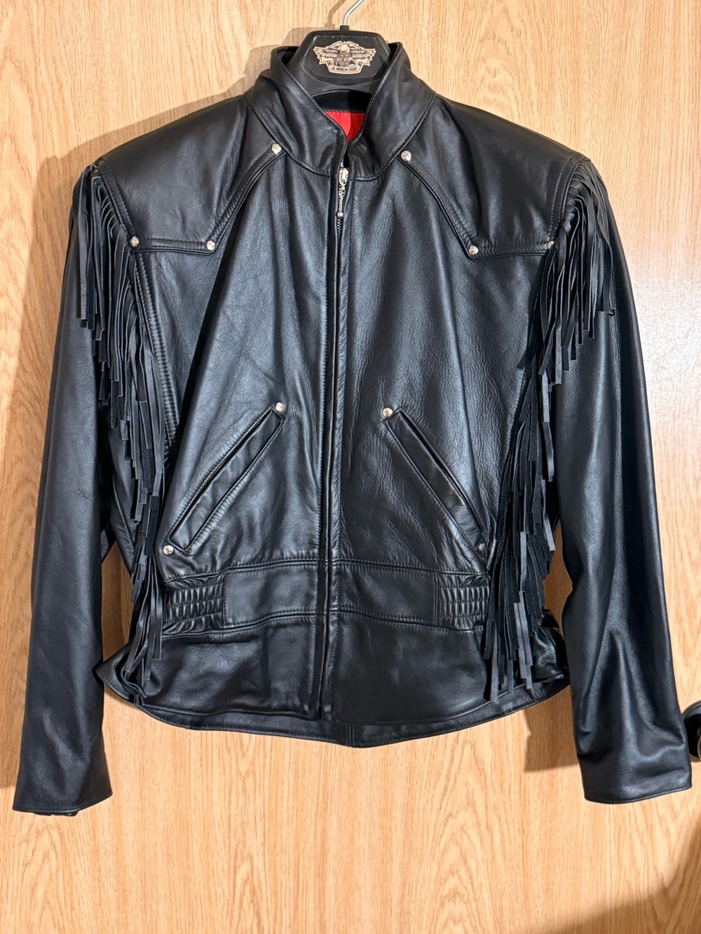 Vintage Harley Davidson Black Leather Fringe Motorcycle Jacket M